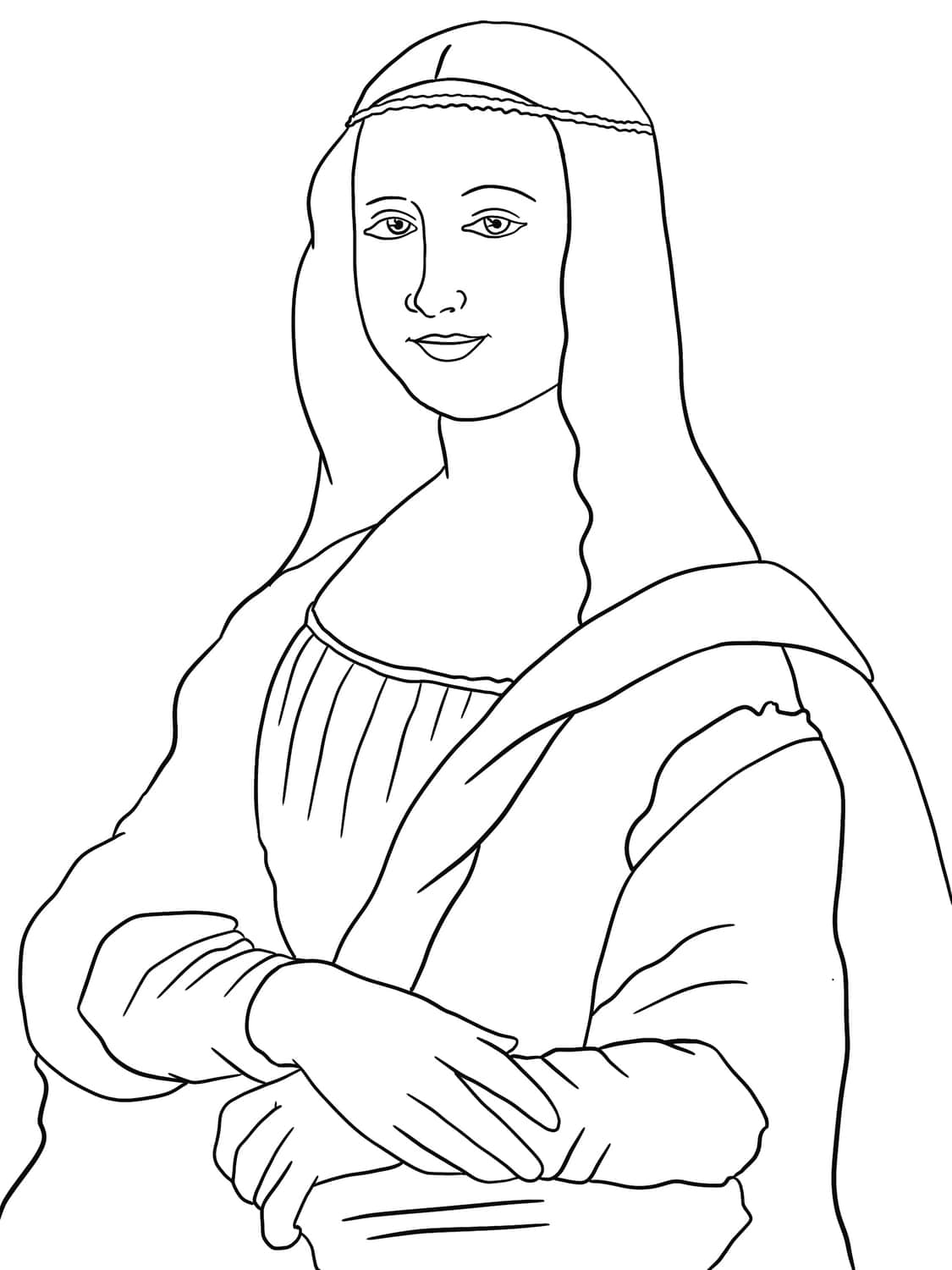 Mona Lisa Leonardo da Vinci - kolorowanka dla dzieci on-line i do wydruku