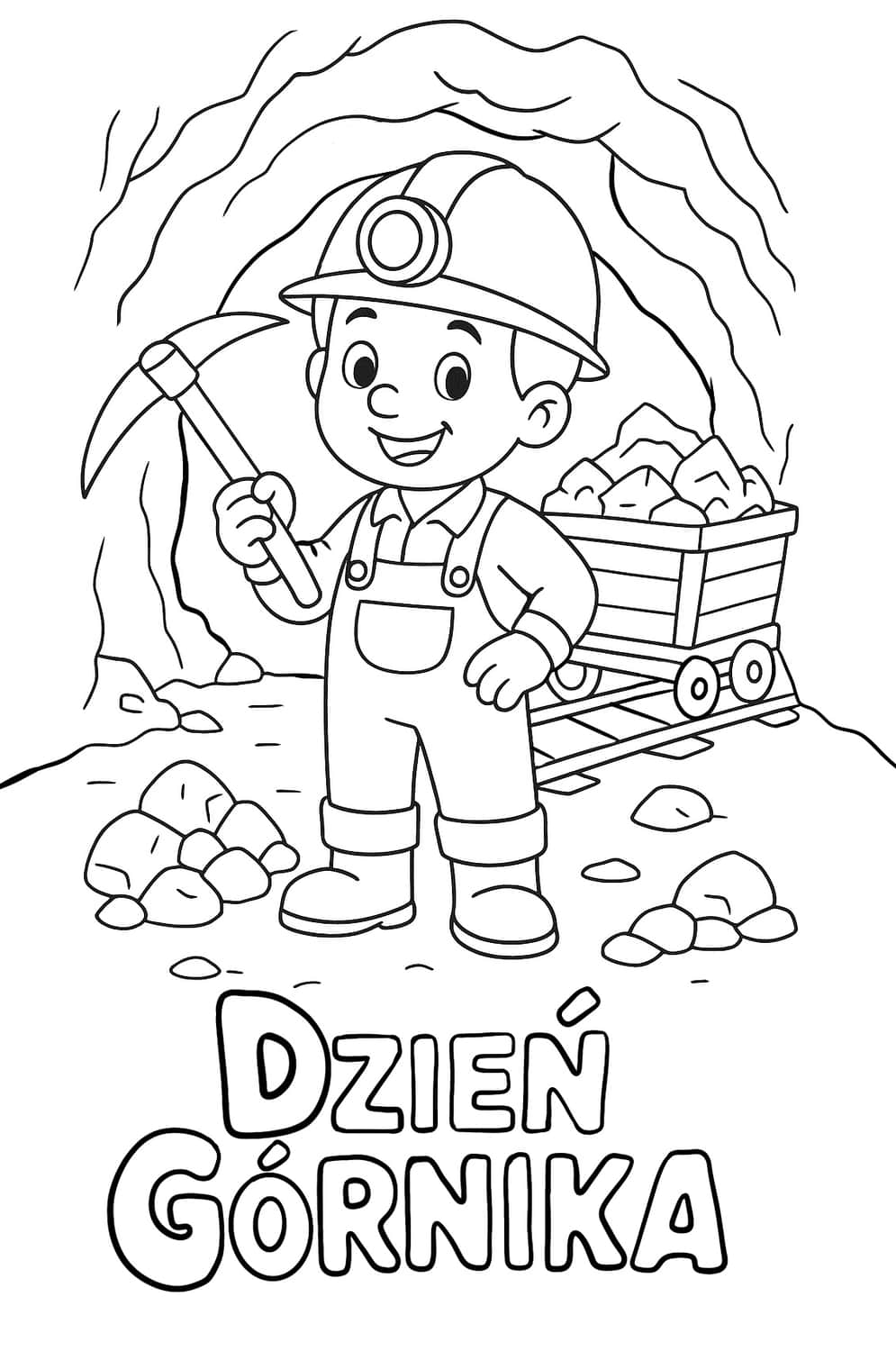 Dzień Górnika - kolorowanka dla dzieci on-line i do wydruku