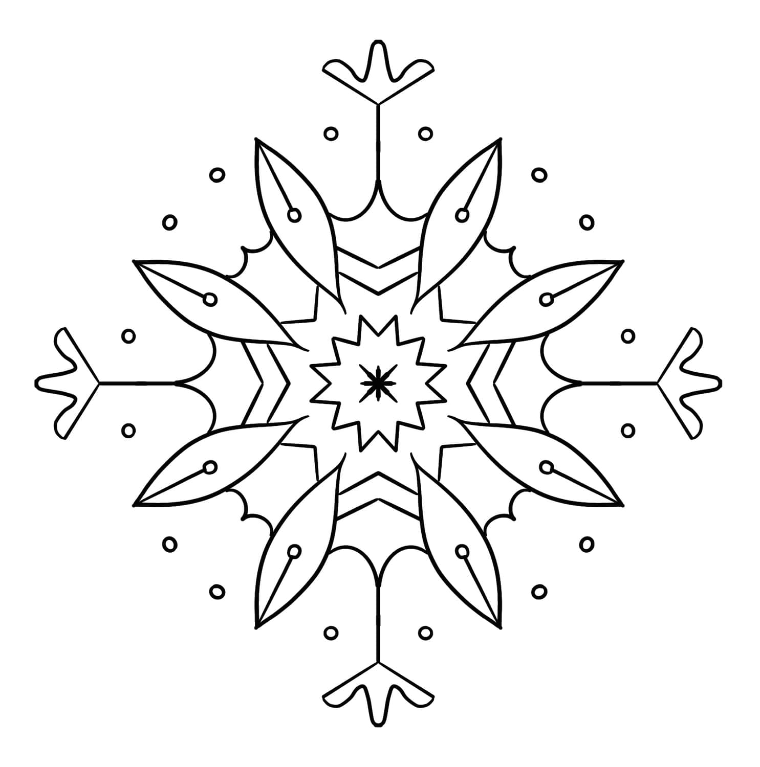 Śnieżynka, płatek śniegu - kolorowanka dla dzieci