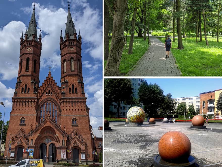 Kościoła Świętej Rodziny, planty im. Józefa Jakubowskiego, fontanna "Układ słoneczny"