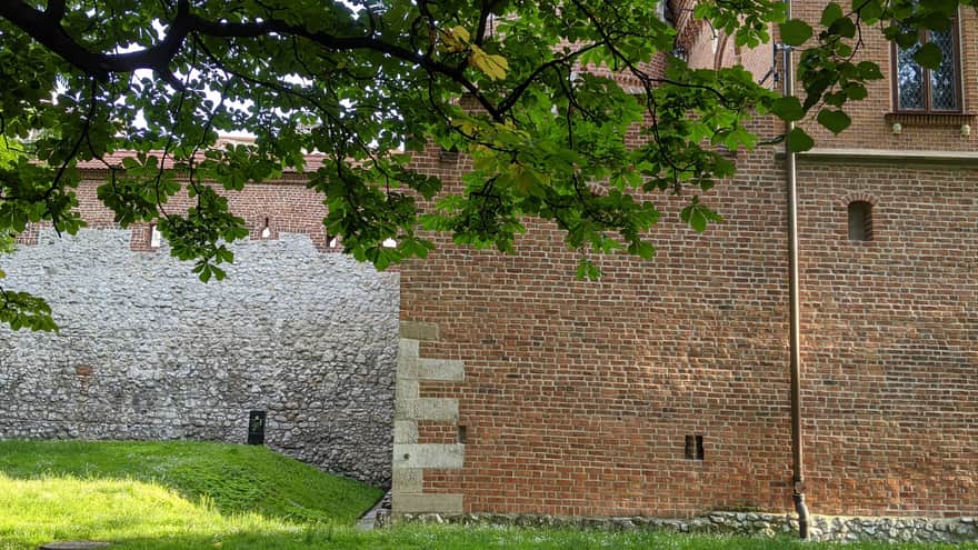Fragment of preserved city walls in Krakow