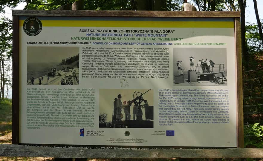 Biała Góra - artillery positions, information boards