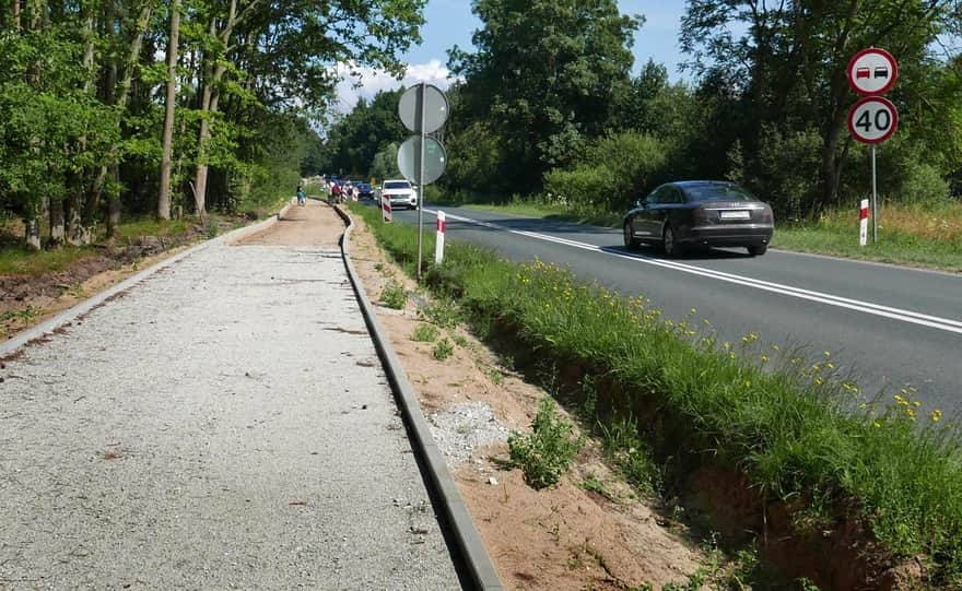 Cycling on Wolin Island. Construction works Kołczewo - Międzywodzie