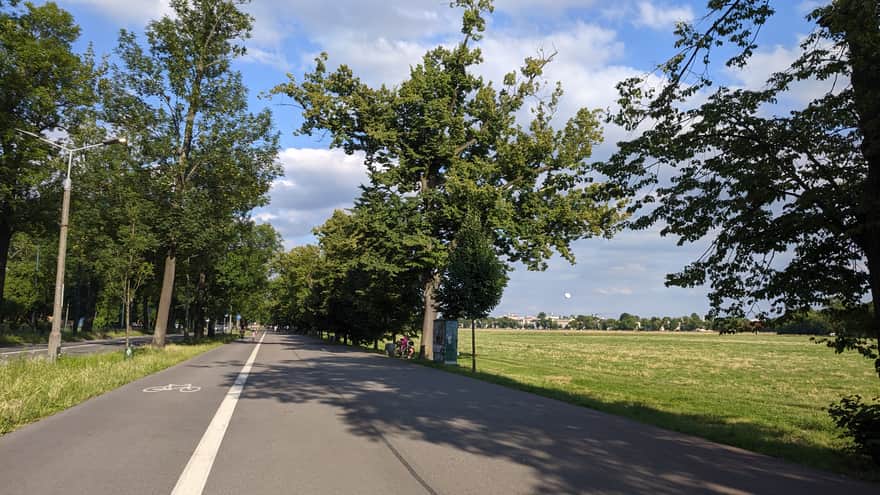 Błonia w Krakowie - ścieżka asfaltowa wokół Błoń