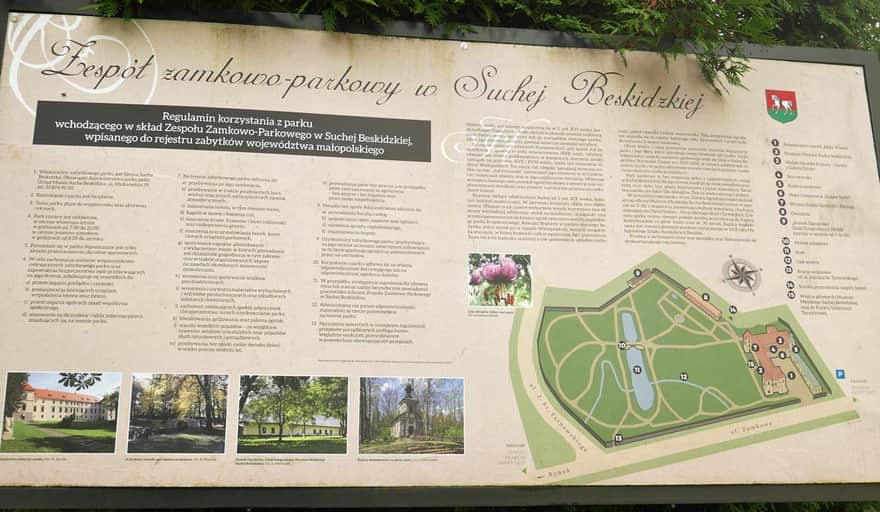 Zamek Suski. Zespół zamkowo-parkowy. Sucha Beskidzka