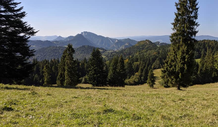 Widok na Trzy Korony ze szlaku