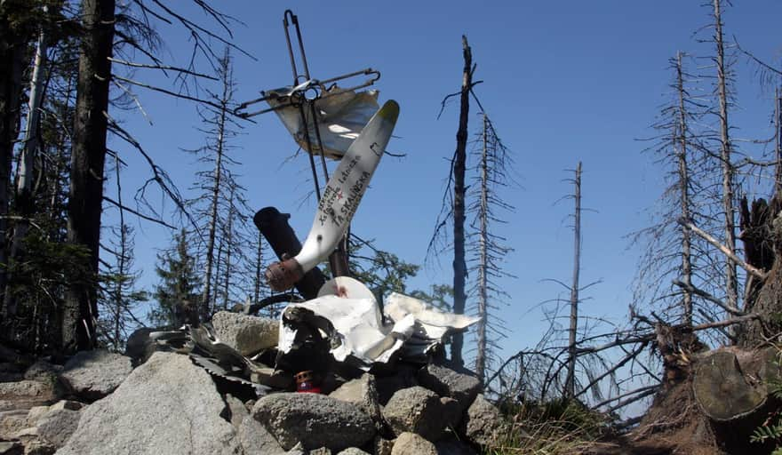 Obidowiec - site of the aviation accident on the red trail to Turbacz