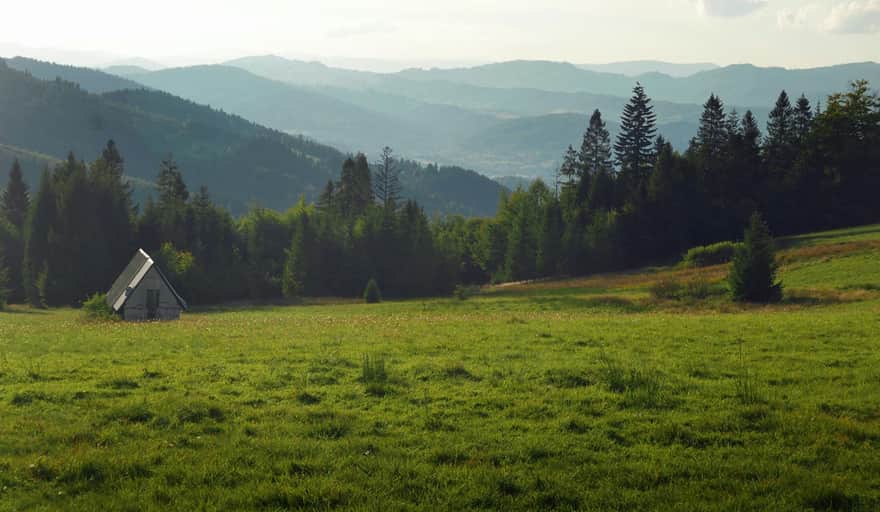 Boracza Hall in summer - view of the Silesian Beskids