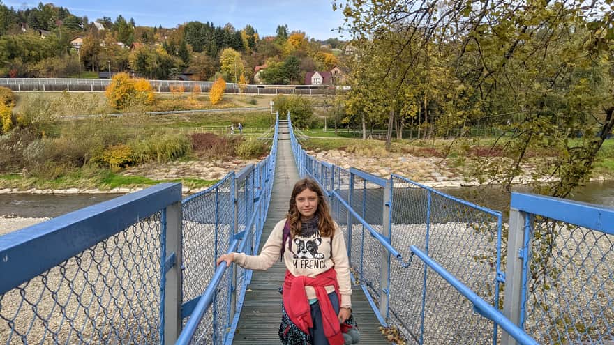 Zarabie in Myślenice - pedestrian footbridge over the Raba River