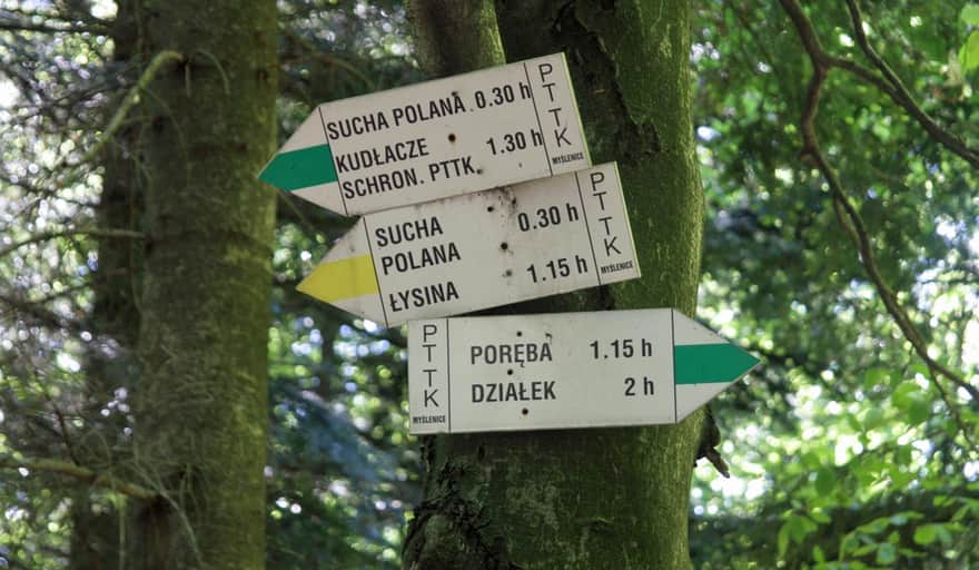 Green Trail from Poręba to Kamiennik - trail intersection