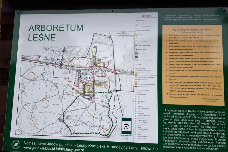 Plan arboretum Obrówka, Lasy Janowskie; fot. Marzi