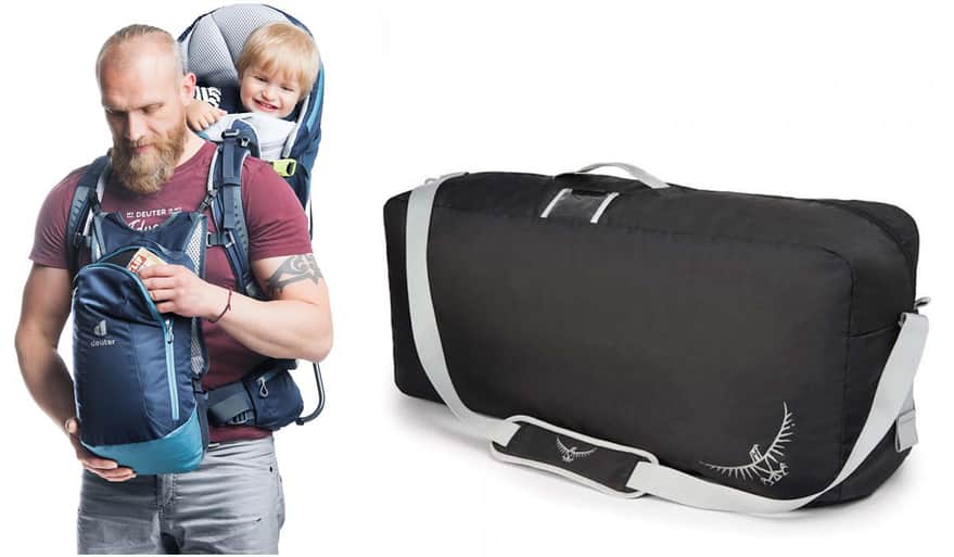 Kid Comfort Pro Child Carrier oraz walizka transportowa do nosidełka dziecięcego. Fot. addnature.pl