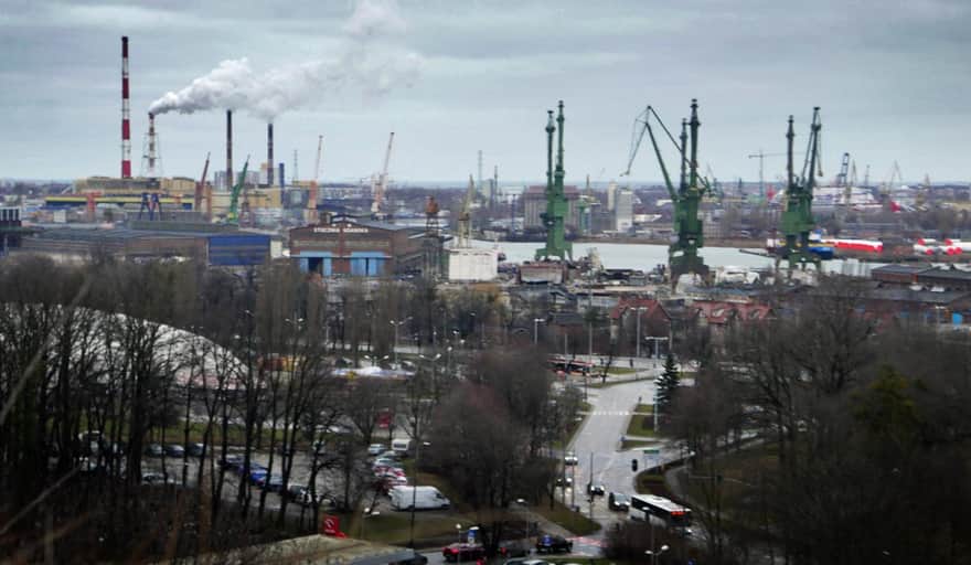 Góra Gradowa - view of the shipyard from the Millennium Cross