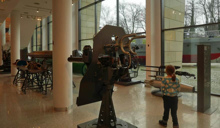 Naval Warfare Museum in Gdynia - ground floor, warship weaponry elements