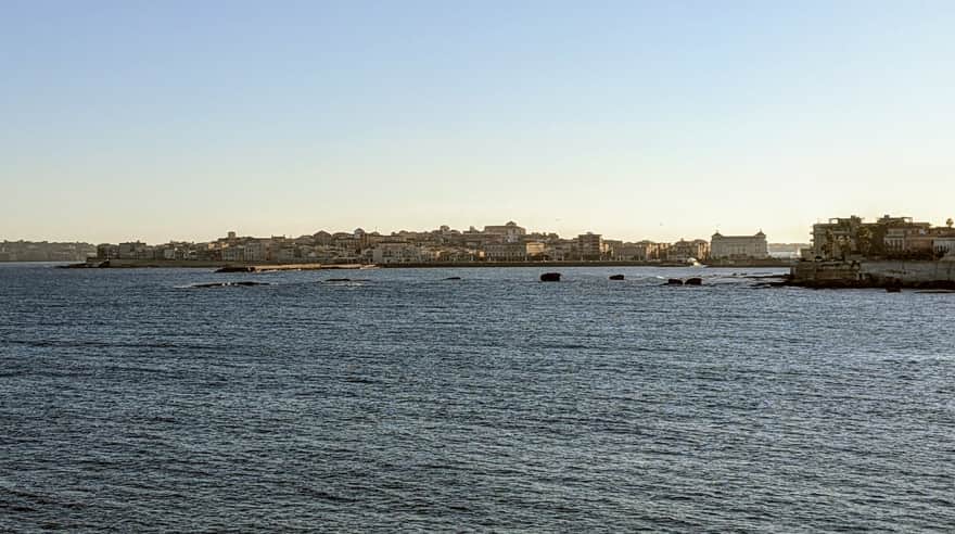 View of Ortigia from the walls near the monument