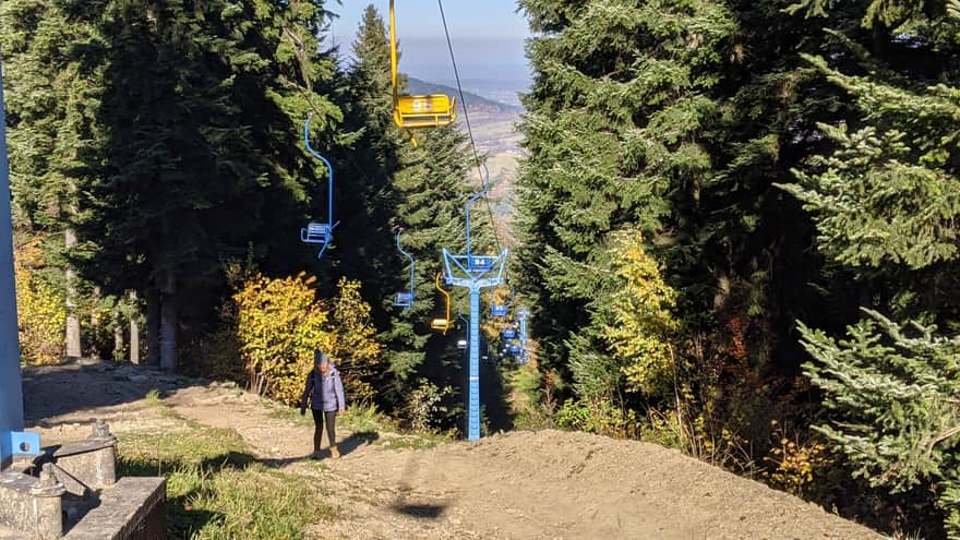 From Myślenice to Mount Chełm - near the upper station of the chairlift