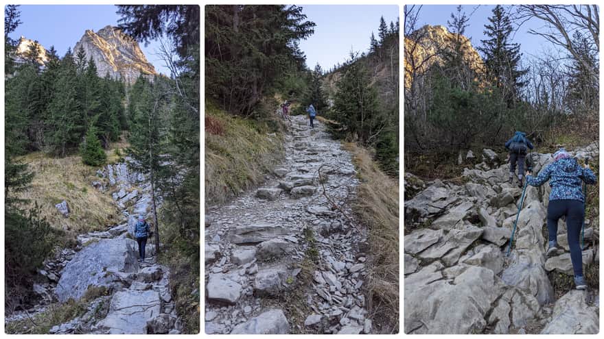 Giewont - yellow trail - steep climb through Głazisty Gully