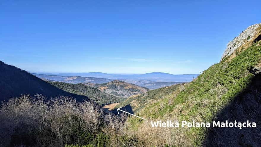 Giewont - żółty szlak - widok na Wielką Polanę Małołącką