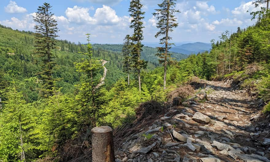 View from the yellow trail to Hala Miziowa and Pilsko