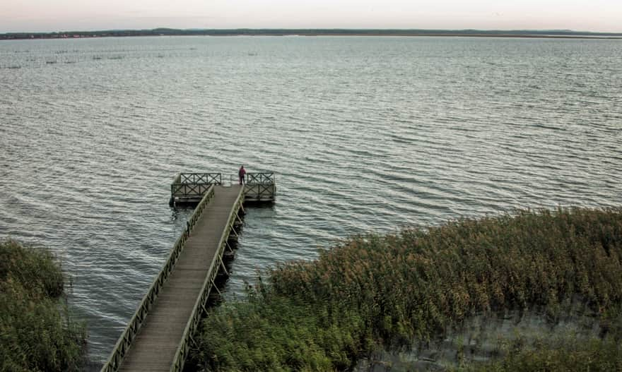 Słowiński Park Narodowy, Jezioro Łebsko z wieży widokowej przy parkingu (trasa na ruchome wydmy)