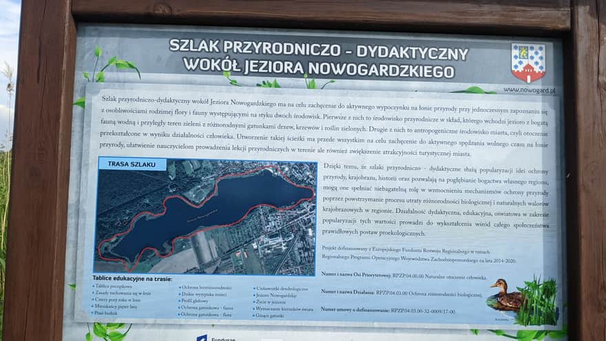 Mapa szlaku wokół jeziora w Nowogardzie