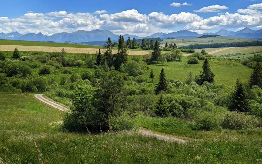 Widok na Tatry - rowerowy szlak wokół Tatr, Słowacja