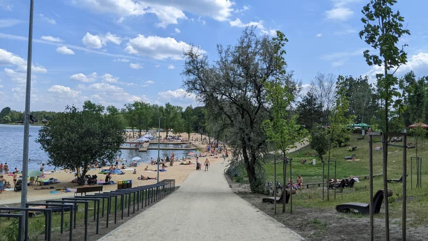 Guarded bathing area at Sosina Reservoir in Jaworzno