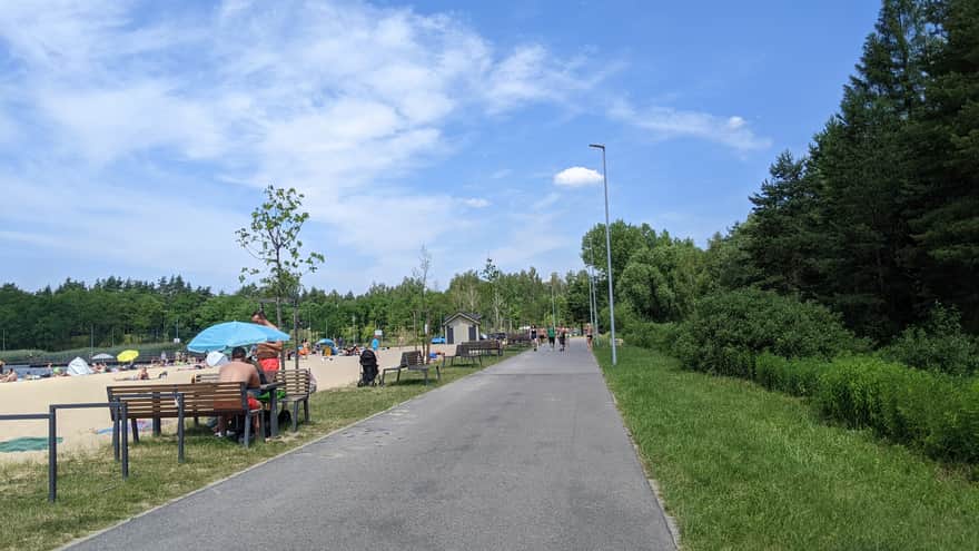 Pedestrian and cycling path around Sosina Reservoir in Jaworzno