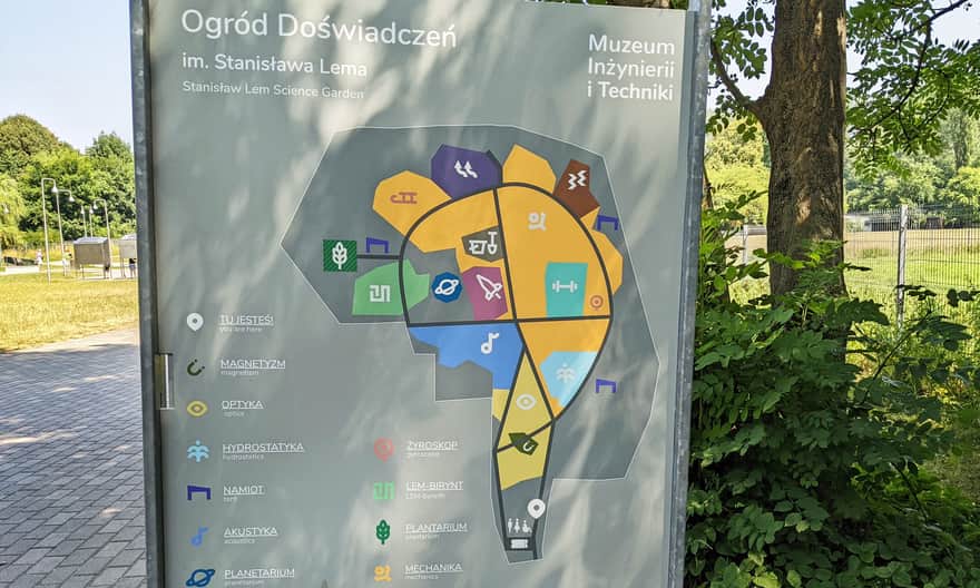 The Garden of Experiences named after S. Lem in Krakow - map