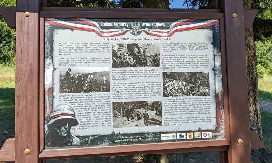 Sucha Polana, Home Army partisan units - informational plaque