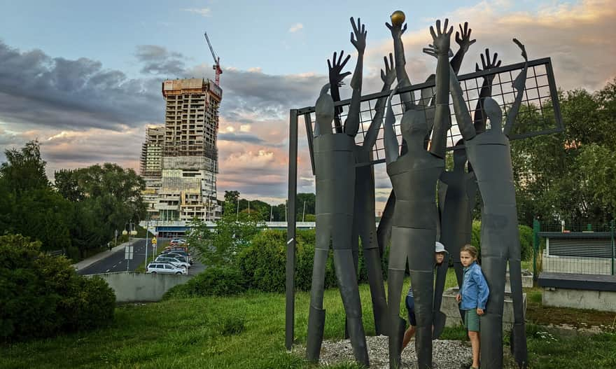 Volleyball monument at Podpromie Hall in Rzeszów