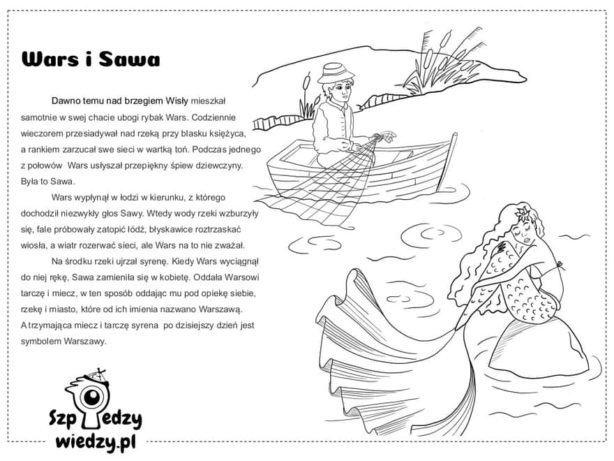 Printable coloring page Wars and Sawa with the content of the legend