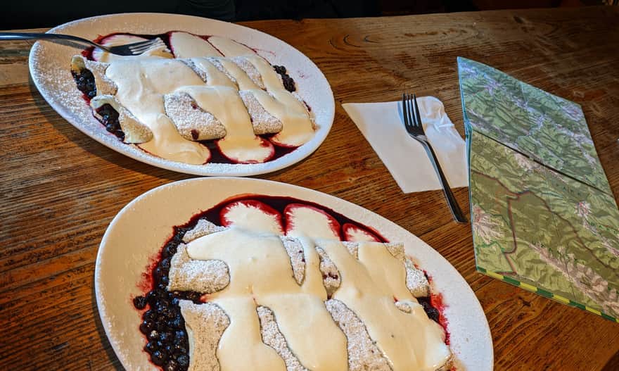 Traditional Bieszczady pancakes with blueberries in a Shepherd