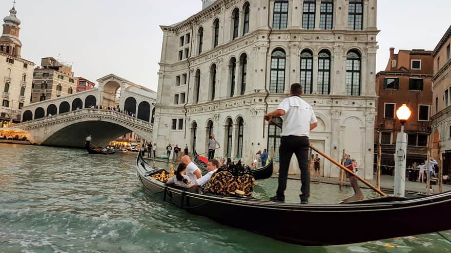 Gondola and Rialto Bridge