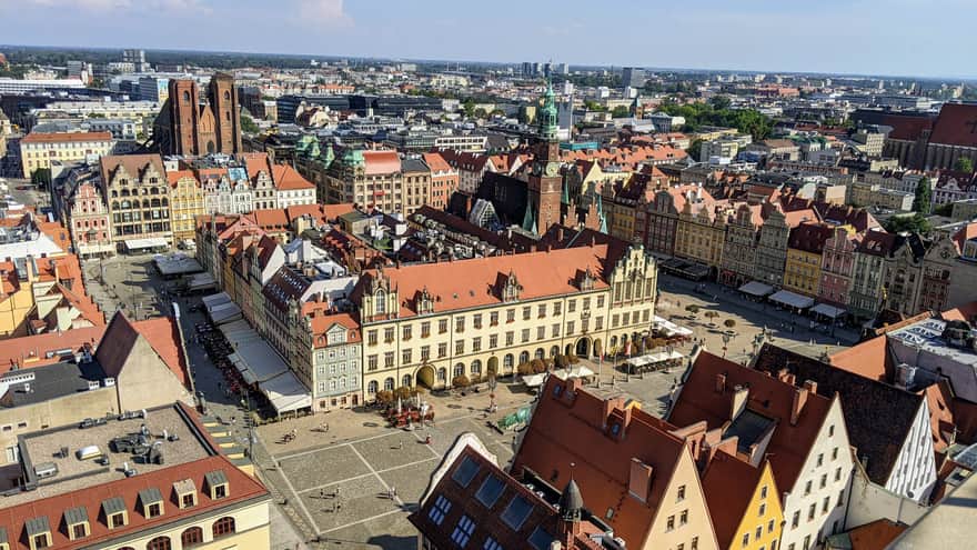 View of the market square in Wrocław from the tower of the Garrison Church of St. Elizabeth