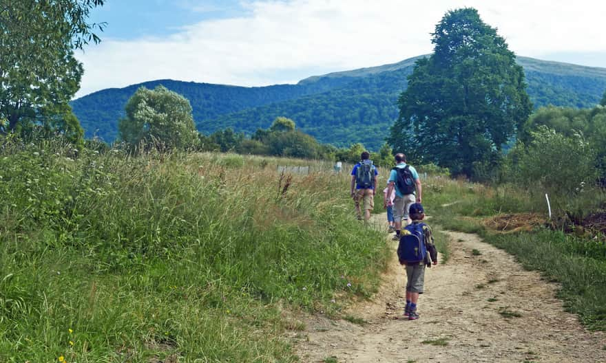 Beginning of the yellow trail from Wetlina to Smerek