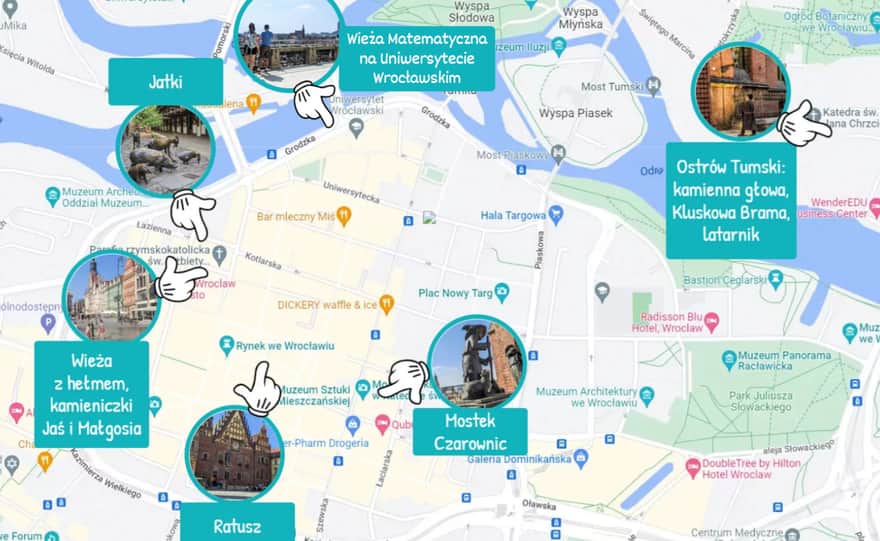Map of Attractions for Children in the Center of Wrocław