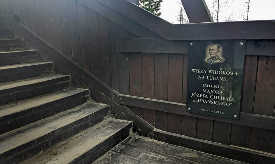 Stairs to the observation tower on Lubań