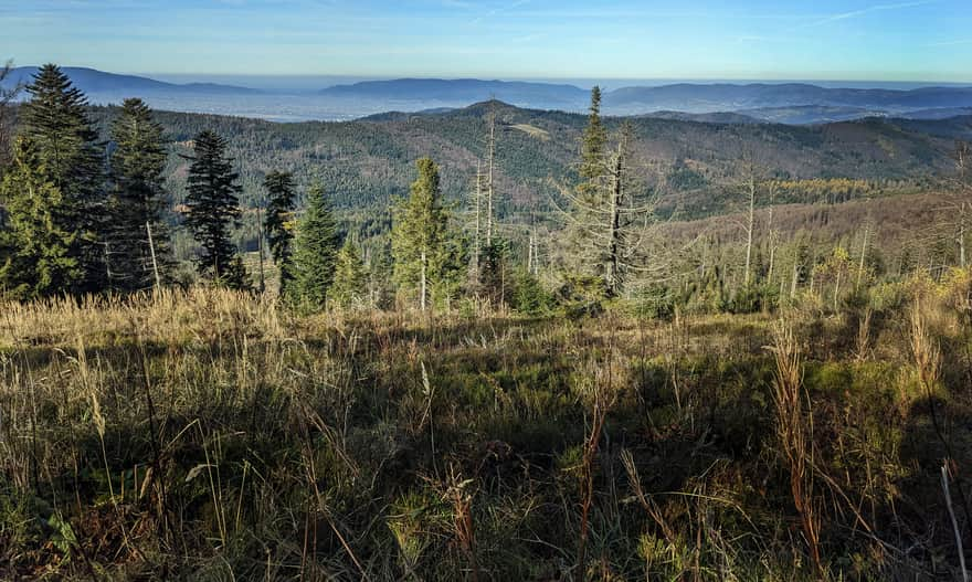 Blue trail to Romanka - view to the northwest