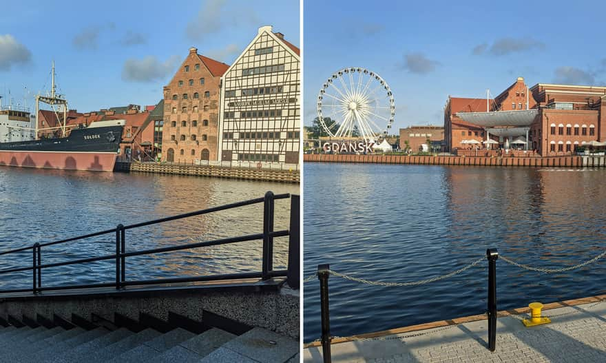 Attractions on the Motława: National Maritime Museum and Sołdek ship, Ferris wheel and opera house on Ołowianka