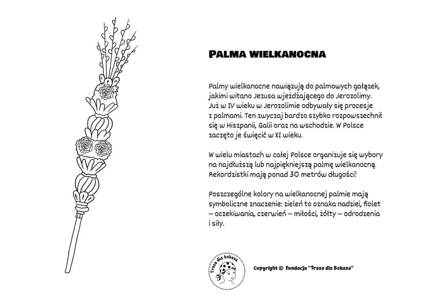 Palma wielkanocna - kolorowanka dla dzieci do wydruku