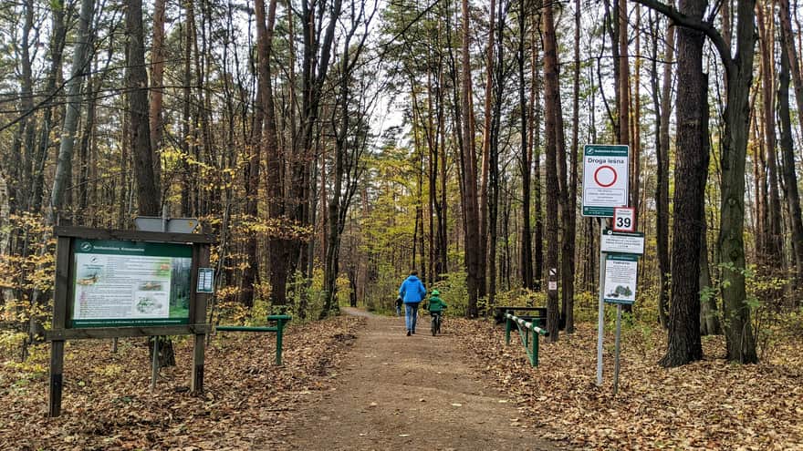 Entrance to Zabierz贸w Forest from Le艣na Street and Zapa艂ka Radar