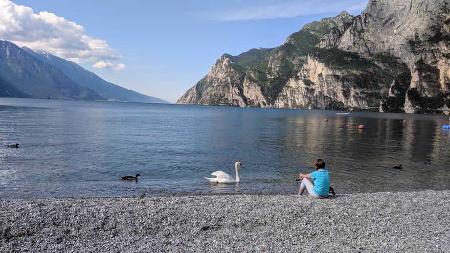 Beach by Lake Garda between Riva del Garda and Torbole