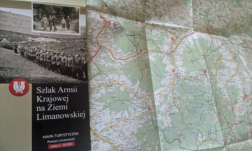 Mapa turystyczna "Szlak Armii Krajowej na Ziemi Limanowskiej"