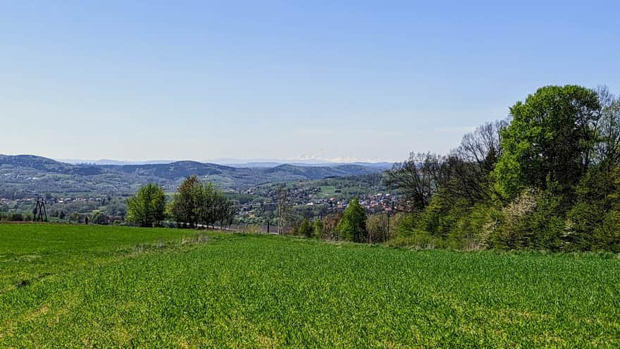 Polana przy lesie Tuchowskim z piękną panoramą i widokiem nawet na Tatry