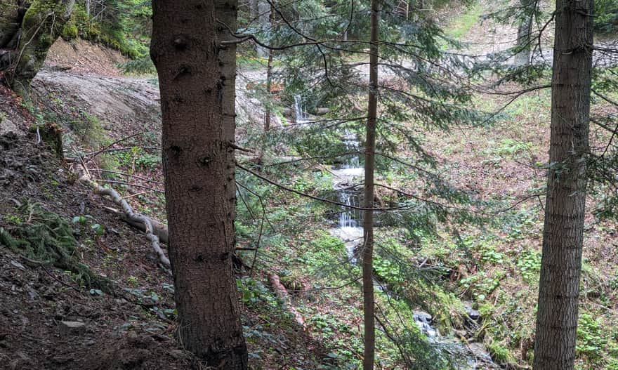Cascading waterfall on the Rosłaniec stream