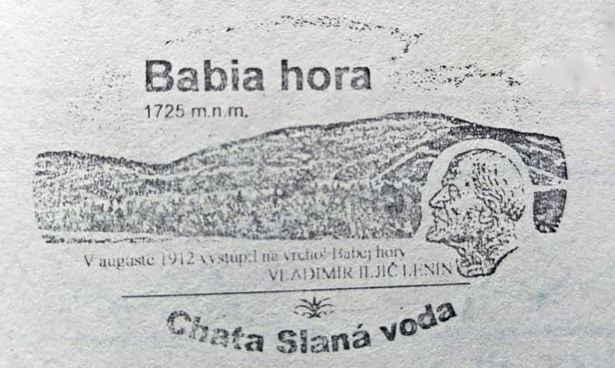 Commemorative stamp at the Slana Voda shelter