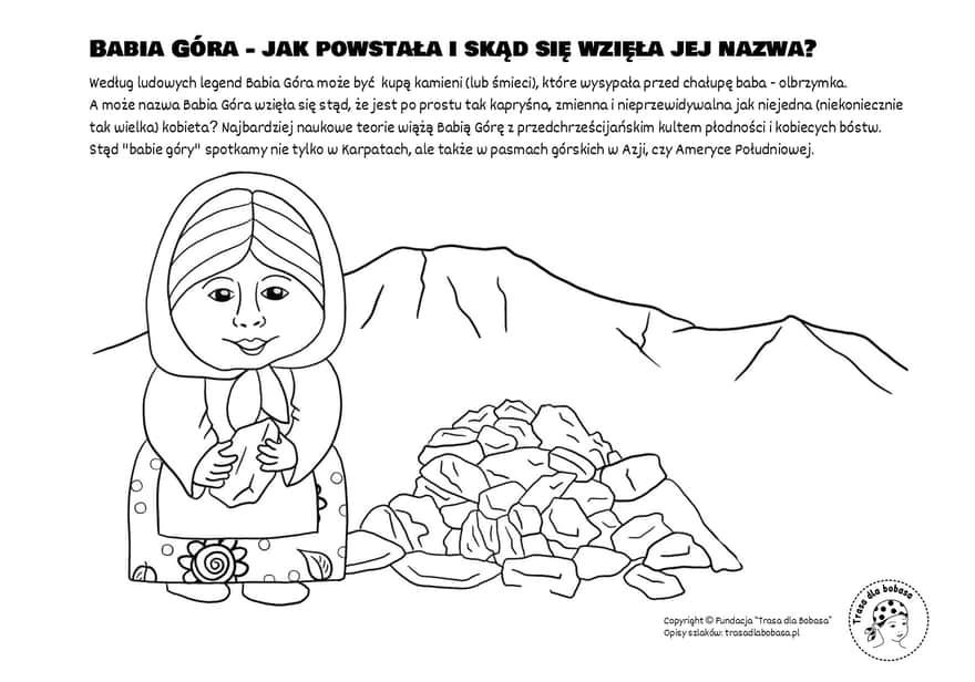 Babia Góra - kolorowanka dla dzieci do pobrania i wydruku