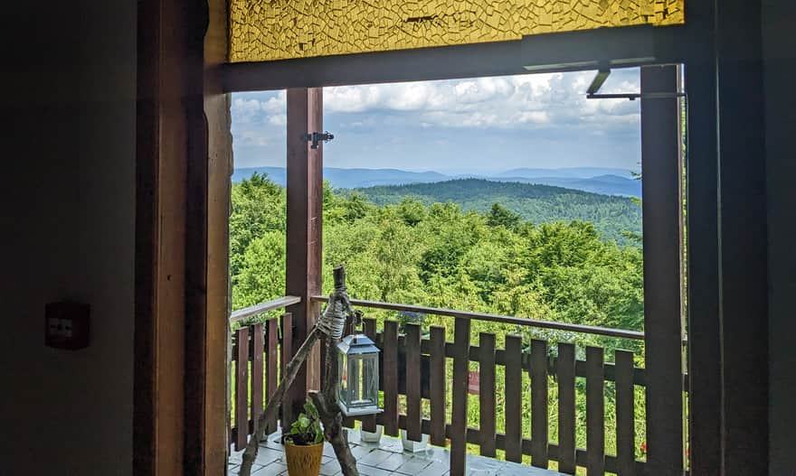 Viewing terrace at PTTK Shelter near Jaworzyna Krynicka - view to the east