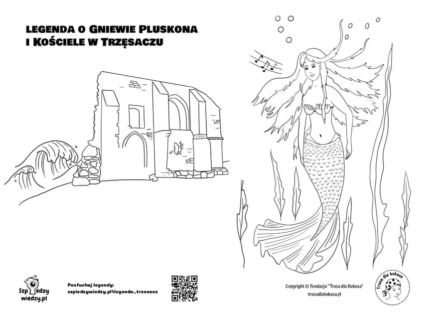 Legend of the church in Trzęsacz - coloring page to download